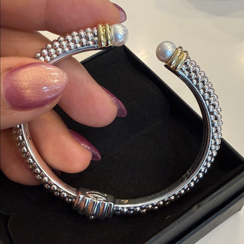 LAGOS Luna Pearl cuff bracelet 925/750 - Picture 7 of 7
